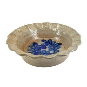 Beaumont Brothers Pottery Fluted Bowl Crock Floral Motif Signed SR 1994 VTG